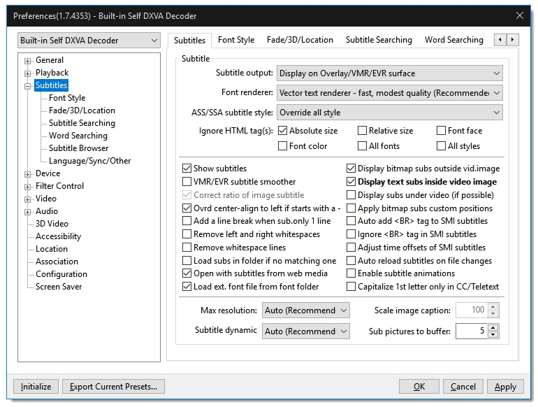 potplayer best video quality settings