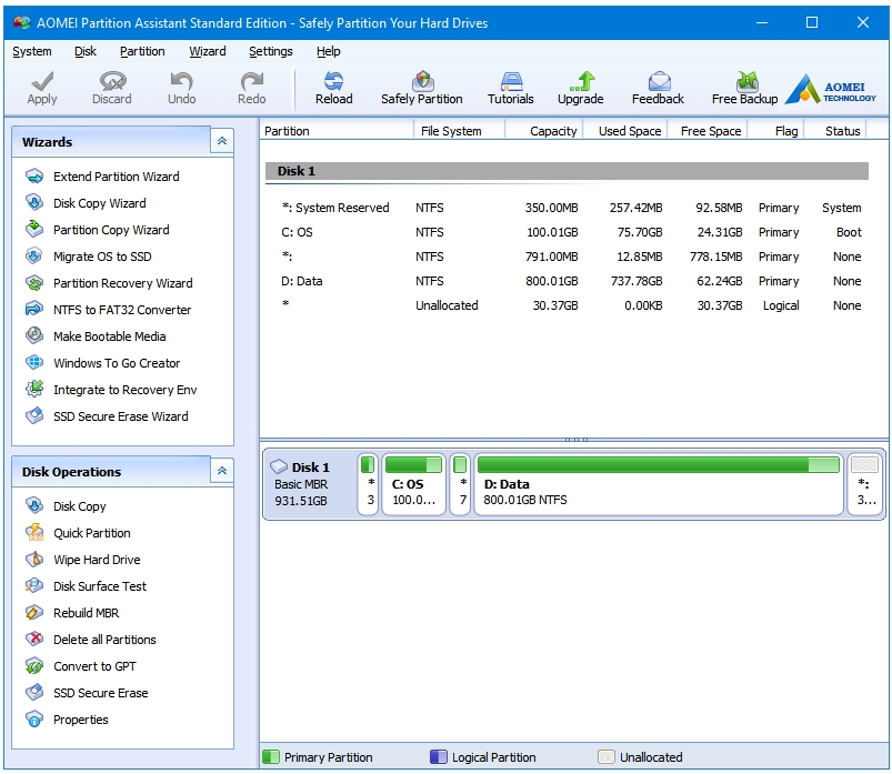 freeware partition manager windows 10