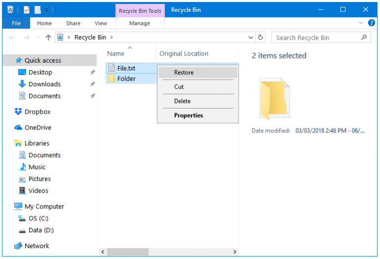 How to Restore or Remove Deleted Files from Recycle Bin in Windows ...