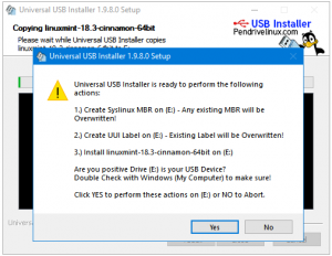 universal usb installer linux persistent