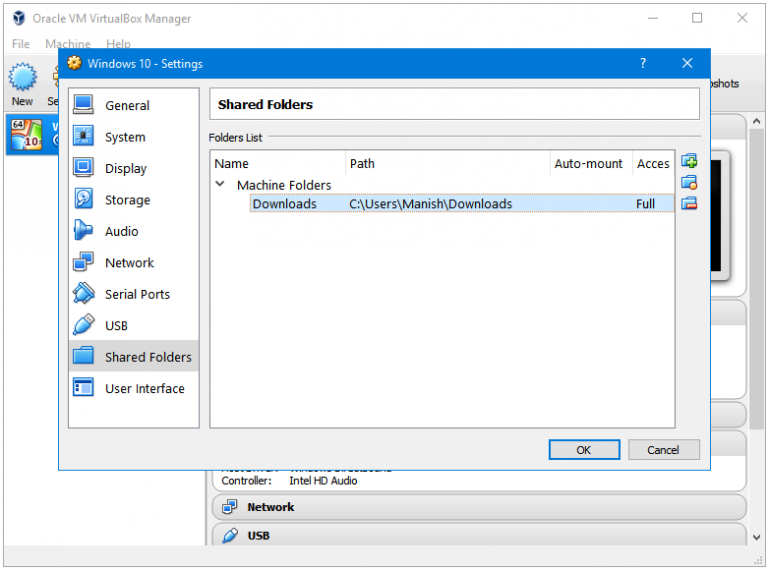 virtualbox windows 10 shared folder