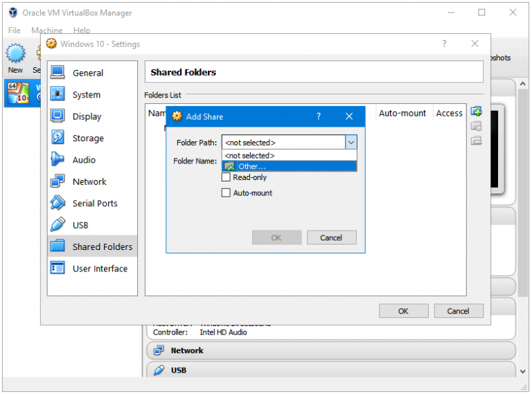 virtualbox shared folder with hos
